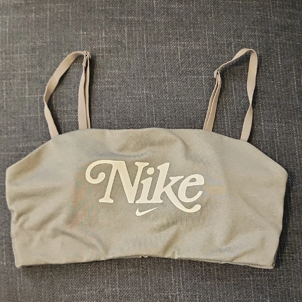 Nike Tan Bralette with Logo, Size Small - Picture 1 of 9